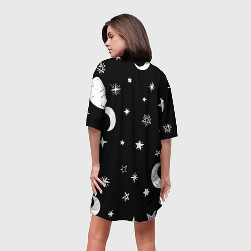 Женская длинная футболка Звездное небо / 3D-принт – фото 4