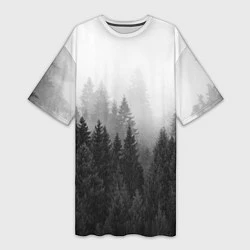 Женская длинная футболка Туманный лес