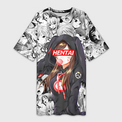 Женская длинная футболка Anime ahegao
