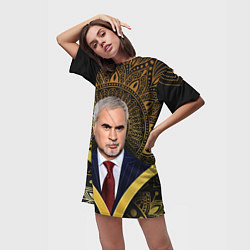 Футболка женская длинная Валерий Меладзе золото мандала, цвет: 3D-принт — фото 2