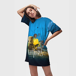 Футболка женская длинная LITTLE NIGHTMARES 2, цвет: 3D-принт — фото 2