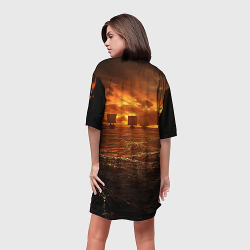 Женская длинная футболка Valheim Корабли / 3D-принт – фото 4