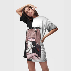 Футболка женская длинная MONOKUMA JUNKO, цвет: 3D-принт — фото 2