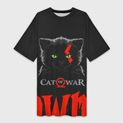 Футболка женская длинная Cat of war, цвет: 3D-принт