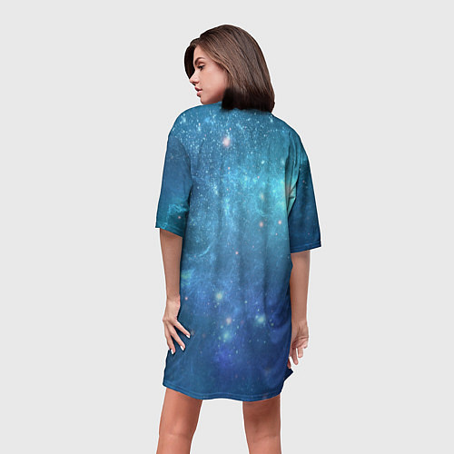 Женская длинная футболка Кот Космос / 3D-принт – фото 4