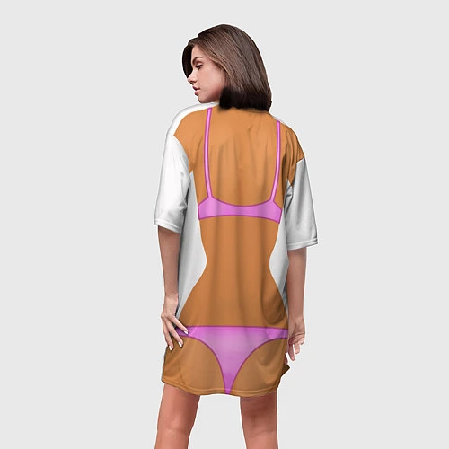 Женская длинная футболка Tanned body / 3D-принт – фото 4