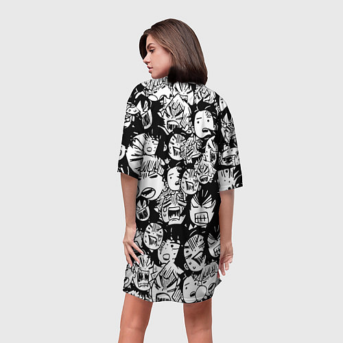 Женская длинная футболка DEMON SLAYER ЛИЦА УЗОР / 3D-принт – фото 4
