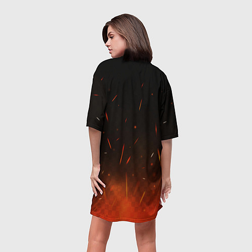 Женская длинная футболка Valheim викинг в огне / 3D-принт – фото 4