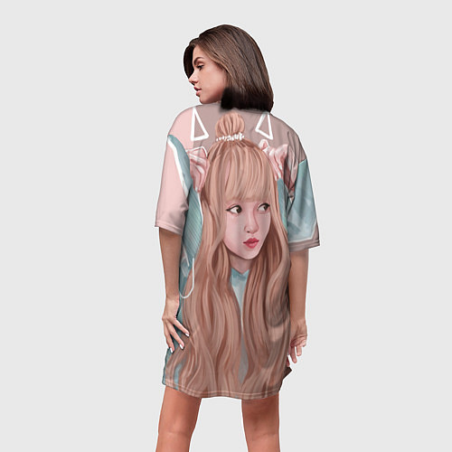 Женская длинная футболка Лиса Манобан BLACKPINK / 3D-принт – фото 4