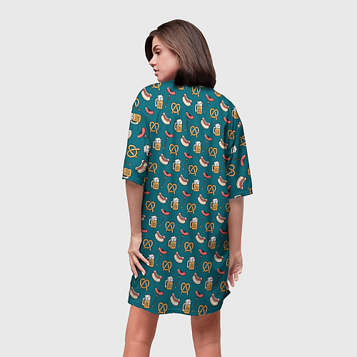 Женская длинная футболка Узор для Октоберфеста / 3D-принт – фото 4