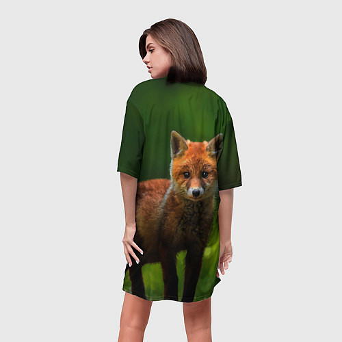 Женская длинная футболка Маленький лисенок / 3D-принт – фото 4