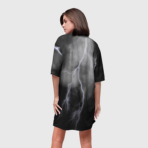 Женская длинная футболка Гроза / 3D-принт – фото 4