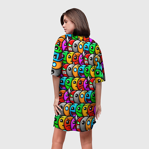 Женская длинная футболка GEOMETRY DASH ГЕОМЕТРИ ДАШ / 3D-принт – фото 4