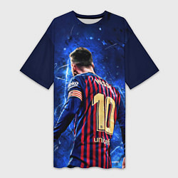 Футболка женская длинная Leo Messi Лео Месси 10, цвет: 3D-принт