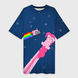 Женская длинная футболка Nyan cat x Pony