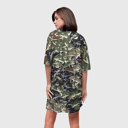 Женская длинная футболка Камуфляж для рыбака / 3D-принт – фото 4