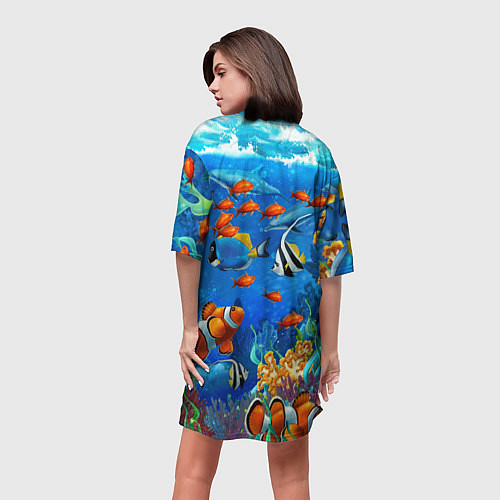 Женская длинная футболка Коралловые рыбки / 3D-принт – фото 4