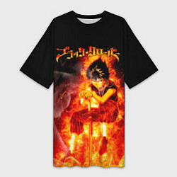 Женская длинная футболка Юно в огне Чёрный клевер