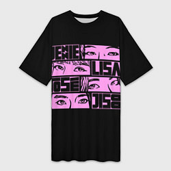 Женская длинная футболка Black pink eyes