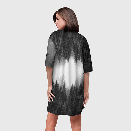 Женская длинная футболка Клыки леса / 3D-принт – фото 4