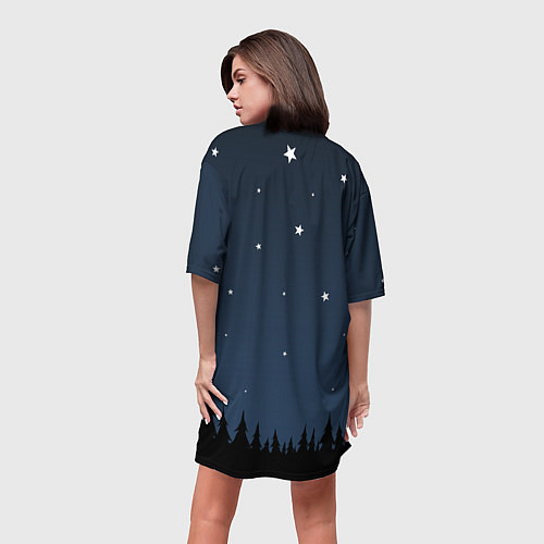 Женская длинная футболка Ночное небо / 3D-принт – фото 4