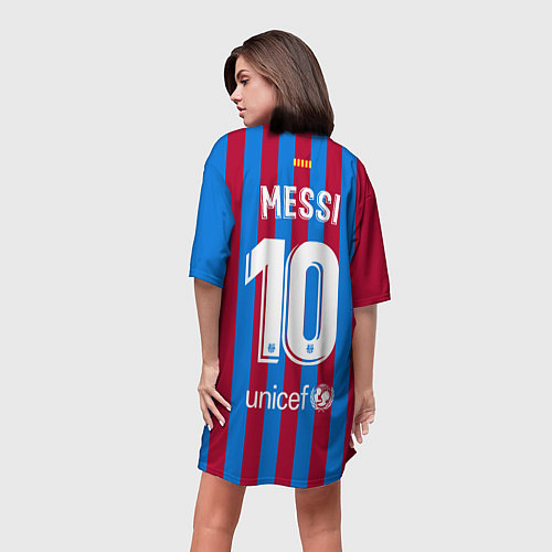 Женская длинная футболка Месси Барселона 20212022 / 3D-принт – фото 4