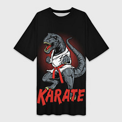 Футболка женская длинная KARATE T-REX, цвет: 3D-принт