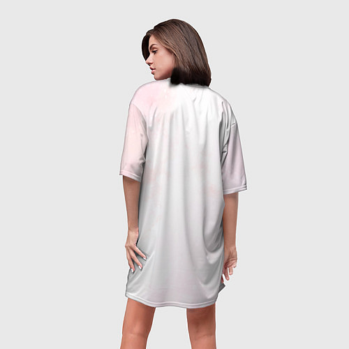 Женская длинная футболка Девушка цветы акварель / 3D-принт – фото 4