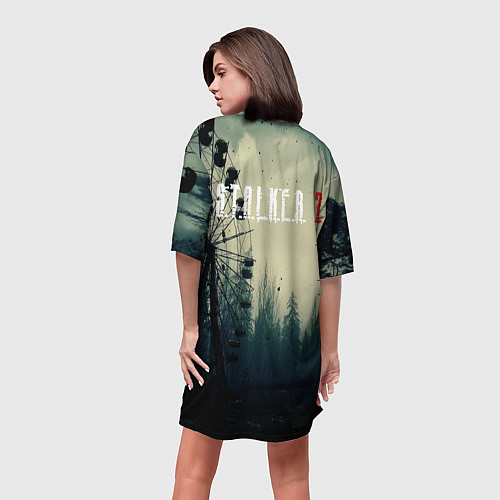 Женская длинная футболка СТАЛКЕРSTALKER 2 КУАРУСЕЛЬ / 3D-принт – фото 4