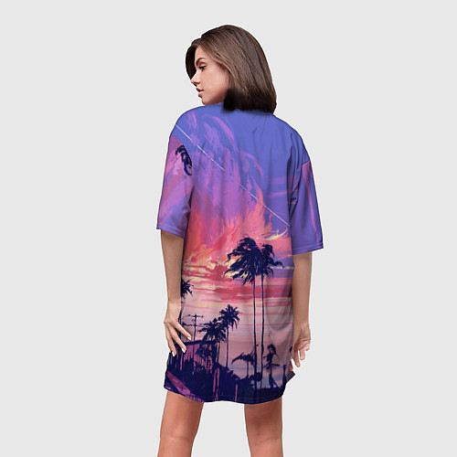 Женская длинная футболка Пейзаж / 3D-принт – фото 4