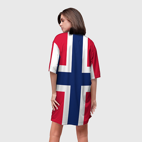 Женская длинная футболка Норвегия Флаг и герб Норвегии / 3D-принт – фото 4