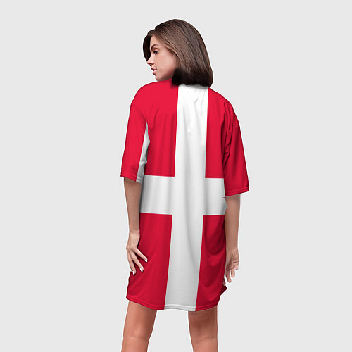 Женская длинная футболка Дания Флаг Дании / 3D-принт – фото 4