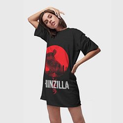 Футболка женская длинная Chinzilla red, цвет: 3D-принт — фото 2