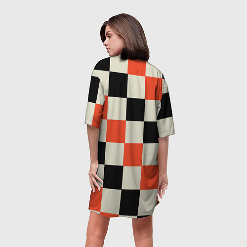 Женская длинная футболка Образец шахматной доски / 3D-принт – фото 4