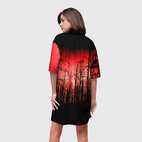 Женская длинная футболка Сиреноголовый Кровавый Лес / 3D-принт – фото 4