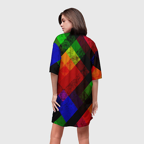 Женская длинная футболка Яркий геометрический узор / 3D-принт – фото 4