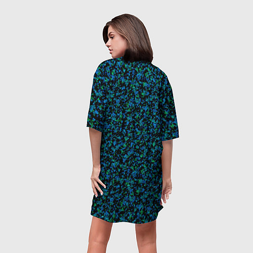 Женская длинная футболка Абстрактный зелено-синий узор / 3D-принт – фото 4