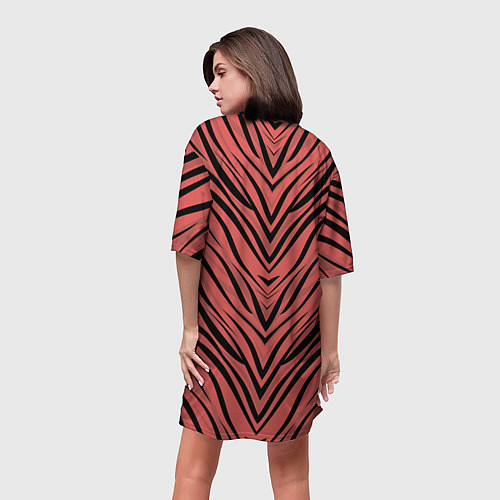 Женская длинная футболка Полосатый тигровый узор / 3D-принт – фото 4
