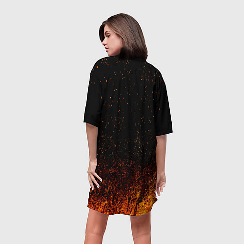 Женская длинная футболка Ария в огне / 3D-принт – фото 4