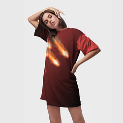 Футболка женская длинная Падение комет, цвет: 3D-принт — фото 2