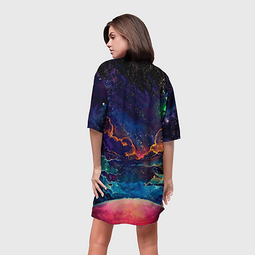 Женская длинная футболка Глубокий космос / 3D-принт – фото 4