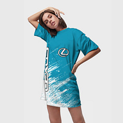 Футболка женская длинная Лексус Lexus, цвет: 3D-принт — фото 2