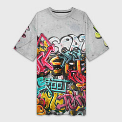 Футболка женская длинная Graffiti on the wall, цвет: 3D-принт