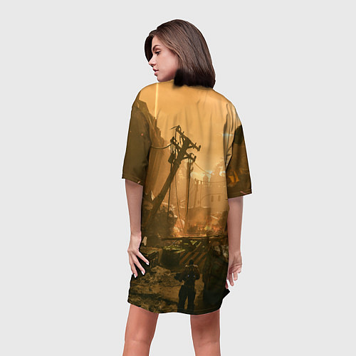 Женская длинная футболка GEARS OF WAR ШЕСТЕРЕНКИ Z / 3D-принт – фото 4