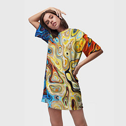 Футболка женская длинная Психоделическое искусство, цвет: 3D-принт — фото 2