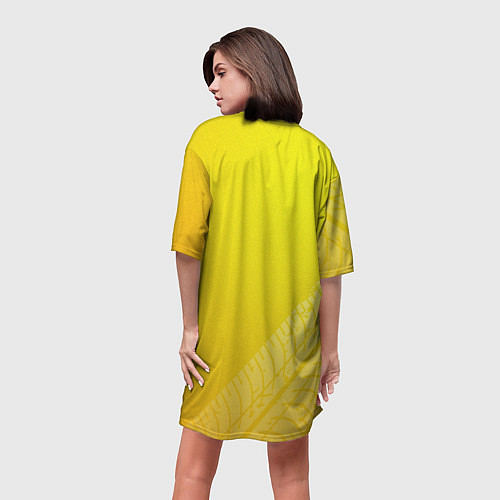 Женская длинная футболка BMW СЛЕДЫ ШИН БМВ / 3D-принт – фото 4