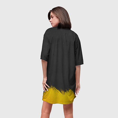 Женская длинная футболка Yellow and Black Armenia / 3D-принт – фото 4