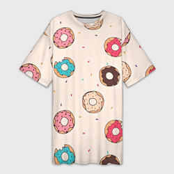 Женская длинная футболка Кусанные пончики