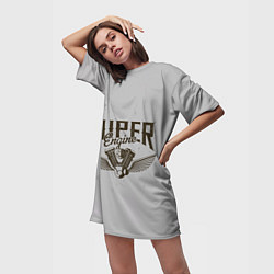 Футболка женская длинная Супер движок, цвет: 3D-принт — фото 2