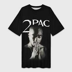 Футболка женская длинная TUPAC, цвет: 3D-принт